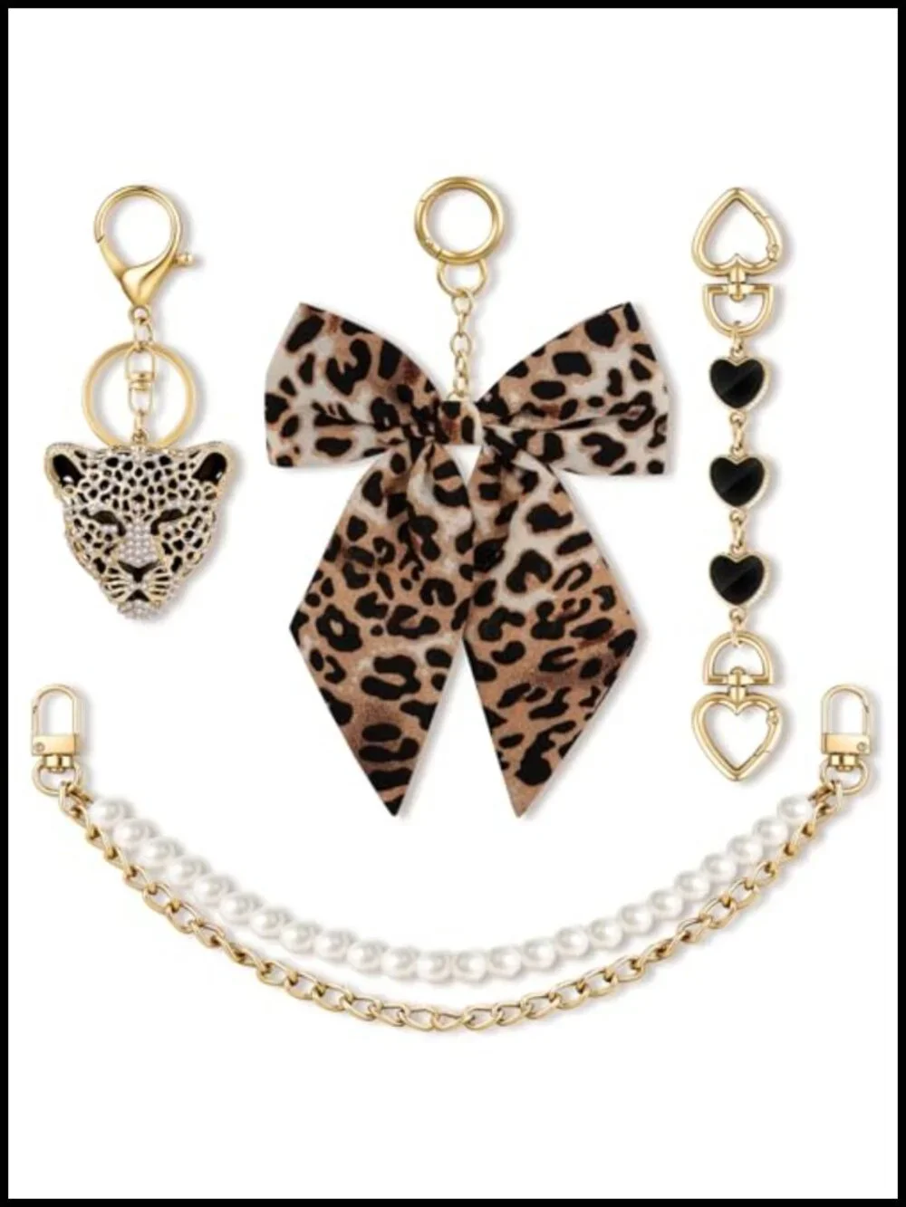 Bag Charms and Chains Set Purse Strap Extender with Pearls and Bows Women's